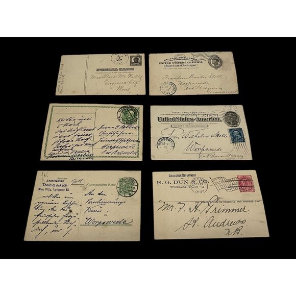 United States And Germany Antique Postal Cards Canceled And Used, Lot of 6 AS-IS - Picture 2 of 16